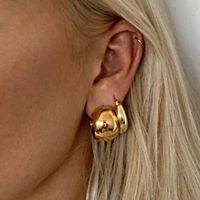 Nihaojewelry Bijoux En Gros Mode Géométrique Épais Boucles D&#39;oreilles En Cuivre En Forme De C main image 2