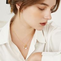 Wholesale Fashion Thin Chain Pearl Pendant Copper Necklace Nihaojewelry main image 3