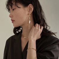 Nihaojewelry Wholesale Jewelry Natural Pearl Long Tassel Earrings Irregular Necklace main image 3