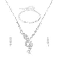 Wholesale Jewelry Geometric Diamond Necklace Earrings Bracelet 3-piece Set Nihaojewelry sku image 1