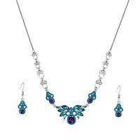 الجملة مجوهرات الأزرق القلب قلادة أقراط مجموعة Nihaojewelry sku image 1