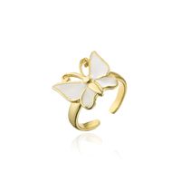 Wholesale Jewelry Gold Electroplated Copper Dripping Butterfly Open Ring Nihaojewelry sku image 1