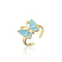 Wholesale Jewelry Gold Electroplated Copper Dripping Butterfly Open Ring Nihaojewelry sku image 3