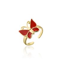 Wholesale Jewelry Gold Electroplated Copper Dripping Butterfly Open Ring Nihaojewelry sku image 4