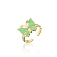 Wholesale Jewelry Gold Electroplated Copper Dripping Butterfly Open Ring Nihaojewelry sku image 5