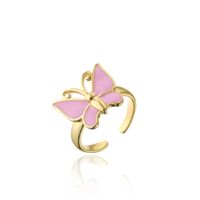 Wholesale Jewelry Gold Electroplated Copper Dripping Butterfly Open Ring Nihaojewelry sku image 6