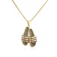 Wholesale Fashion Slippers Pendant Copper Inlaid Zircon Necklace Nihaojewelry sku image 1