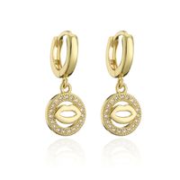 Wholesale Jewelry Copper Zircon Lips Geometric Earrings Nihaojewelry sku image 1