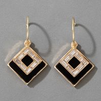 Nihaojewelry Wholesale Jewelry Retro Fashion Diamond Square Black And White Stitching Earrings main image 5