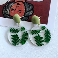 Nihaojewelry Fashion Green Stone Bead Resin Drip Glaze Earrings Wholesale Jewelry sku image 1