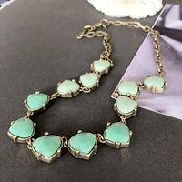 Nihaojewelry Wholesale Jewelry Blue-green Resin Gem Pendant Short Necklace sku image 2