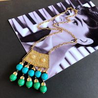 Nihaojewelry Wholesale Jewelry Blue Green Resin Bead Pendant Gemstone Long Necklace sku image 2