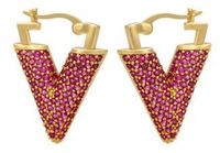 Nihaojewelry Wholesale Jewelry Colored Micro-inlaid Zircon Inverted Triangle Copper Earrings sku image 5