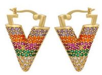 Nihaojewelry Wholesale Jewelry Colored Micro-inlaid Zircon Inverted Triangle Copper Earrings sku image 7