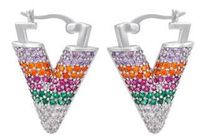 Nihaojewelry Wholesale Jewelry Colored Micro-inlaid Zircon Inverted Triangle Copper Earrings sku image 15