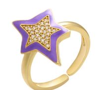 Wholesale Jewelry Drop Oil Five-pointed Star Copper Ring Nihaojewelry sku image 3