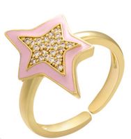 Wholesale Jewelry Drop Oil Five-pointed Star Copper Ring Nihaojewelry sku image 4