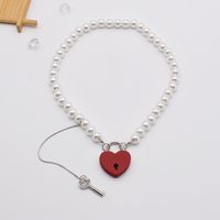 Wholesale Hip-hop Heart-shape Lock Pendant Necklace Nihaojewelry sku image 2