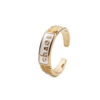 Nihaojewelry Simple Letters Dripping Oil Copper Inlaid Zircon Ring Wholesale Jewelry sku image 2