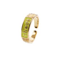 Nihaojewelry Simple Letters Dripping Oil Copper Inlaid Zircon Ring Wholesale Jewelry sku image 3
