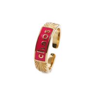 Nihaojewelry Simple Letters Dripping Oil Copper Inlaid Zircon Ring Wholesale Jewelry sku image 4