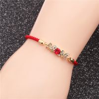Wholesale Simple Red String Copper Inlaid Zircon Adjustable Bracelet Nihaojewelry sku image 1
