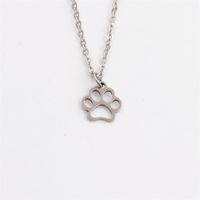 Wholesale Simple Dog Paw Pendant Stainless Steel Necklace Nihaojewelry sku image 1