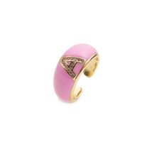 Nihaojewelry Fashion English Letters Drop Oil Micro-inlaid Zircon Adjustable Ring Wholesale Jewelry sku image 1