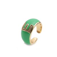Nihaojewelry Fashion English Letters Drop Oil Micro-inlaid Zircon Adjustable Ring Wholesale Jewelry sku image 5