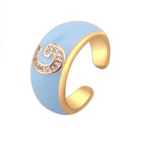 Nihaojewelry Fashion English Letters Drop Oil Micro-inlaid Zircon Adjustable Ring Wholesale Jewelry sku image 7