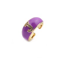 Nihaojewelry Fashion English Letters Drop Oil Micro-inlaid Zircon Adjustable Ring Wholesale Jewelry sku image 10