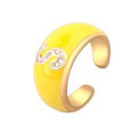 Nihaojewelry Fashion English Letters Drop Oil Micro-inlaid Zircon Adjustable Ring Wholesale Jewelry sku image 19
