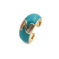 Nihaojewelry Fashion English Letters Drop Oil Micro-inlaid Zircon Adjustable Ring Wholesale Jewelry sku image 26