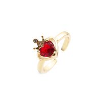 Nihaojewelry Micro-inlaid Zircon Crown Heart Copper Adjustable Ring Wholesale Jewelry sku image 2