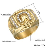 Wholesale Jewelry Fashion Diamond Horse Head Stainless Steel Ring Nihaojewelry sku image 1