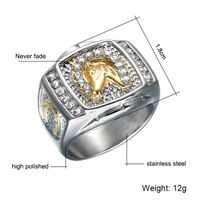 Wholesale Jewelry Fashion Diamond Horse Head Stainless Steel Ring Nihaojewelry sku image 3