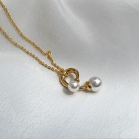 Wholesale Fashion Thin Chain Pearl Pendant Copper Necklace Nihaojewelry sku image 2