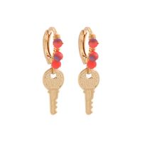 Nihaojewelry Wholesale Jewelry Retro New Alloy Key Beads Winding Earrings sku image 1