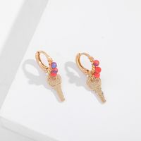 Nihaojewelry Wholesale Jewelry Retro New Alloy Key Beads Winding Earrings main image 5