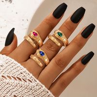Nihaojewelry Wholesale Jewelry Three-color Snake Pattern Adjustable Alloy Ring 3-piece Set main image 2