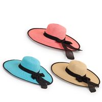 Wholesale Fashion Bows Big Eaves Sunshade Straw Hat main image 5
