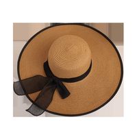 Wholesale Fashion Bows Big Eaves Sunshade Straw Hat main image 6
