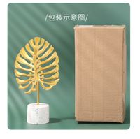 Nordic Creative Metal Ornaments Gold Wrought Iron Marble Bottom Monstera Decoration Home Crafts Decoration Ornaments main image 3