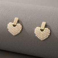 Vente En Gros Accessoires Perle Coeur Plein Diamant Boucles D&#39;oreilles Nihaojewelry main image 5