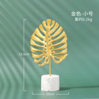 Nordic Creative Metal Ornaments Gold Wrought Iron Marble Bottom Monstera Decoration Home Crafts Decoration Ornaments sku image 2
