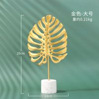 Nordic Creative Metal Ornaments Gold Wrought Iron Marble Bottom Monstera Decoration Home Crafts Decoration Ornaments sku image 3