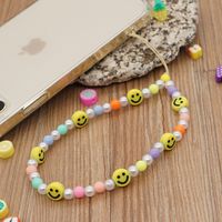Nihaojewelry Wholesale Accessories Mixed Color Round Beads Yellow Smiley Face Mobile Phone Lanyard sku image 17