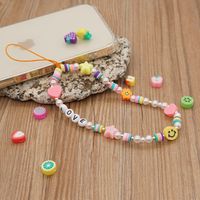 Nihaojewelry Wholesale Accessories Mixed Color Round Beads Yellow Smiley Face Mobile Phone Lanyard sku image 20