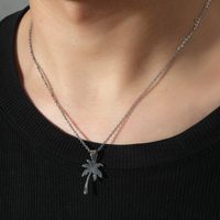 Beach Coconut Tree Necklace Tropical Mori Style Stainless Steel Plant Pendant European And American Personalized Fashion Ornament main image 5