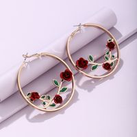 Europe And America Cross Border New Retro Hollow Out Rose Earrings Exaggerated Personalized Flower Metal Alloy Earrings Ear Clip Accessories main image 5